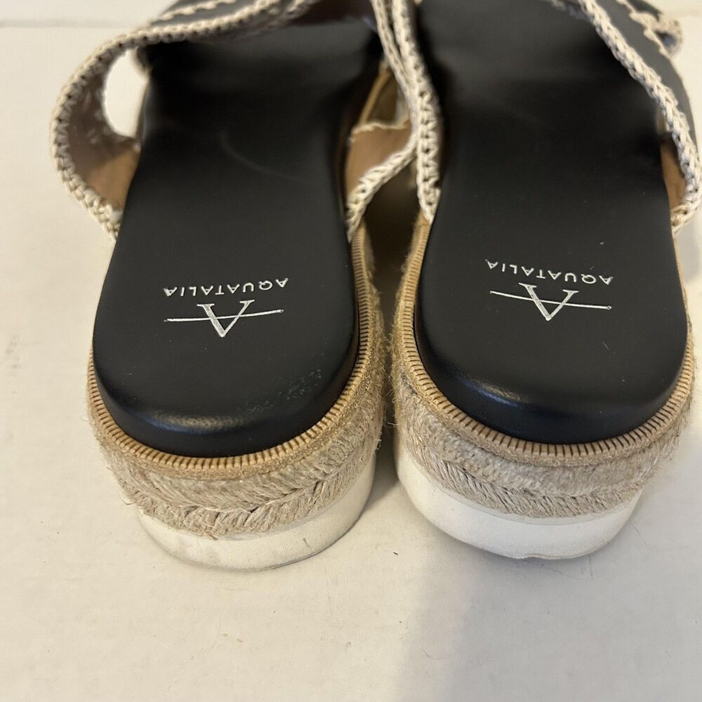Aquatalia Shoes Womens Size 12 Black Espadrille‎ Platform Sandals coastal Italy - Picture 4 of 5